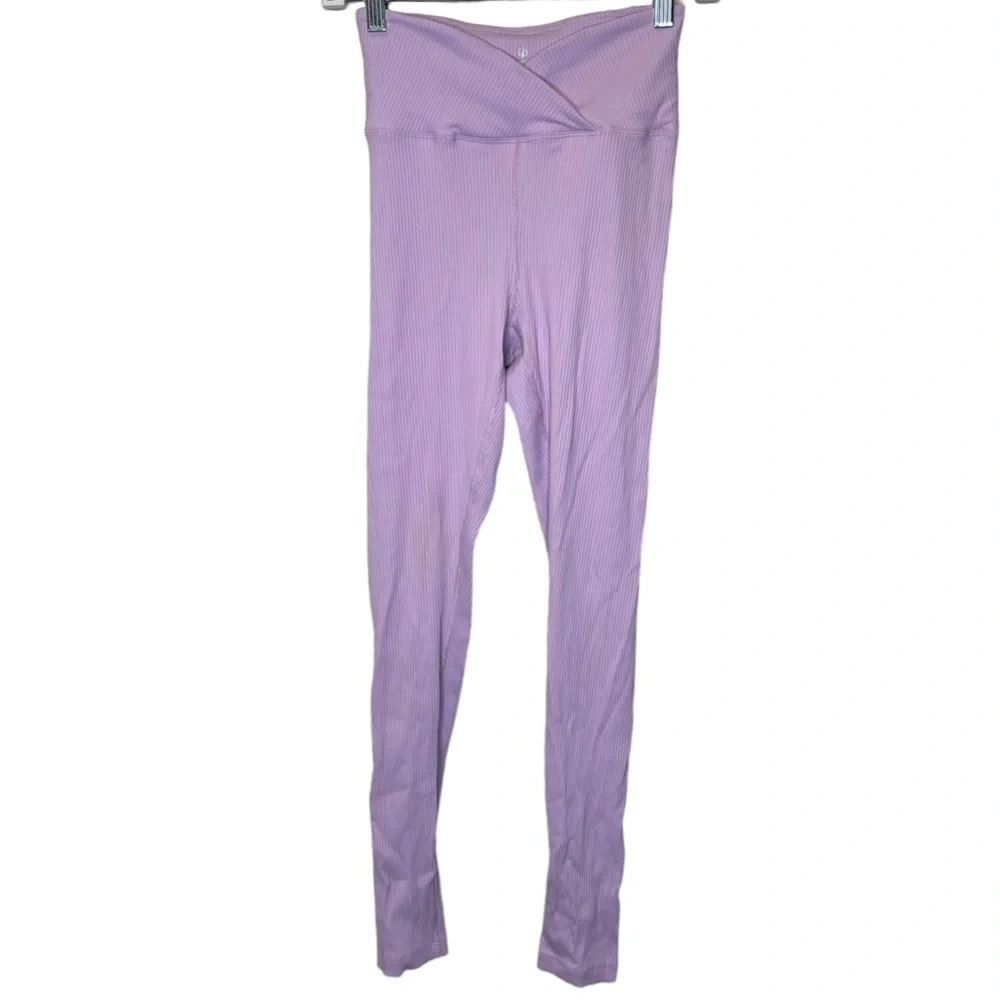 Years of Ours x Bandier Womens Crossover Ribbed Leggings Size Medium Lavender